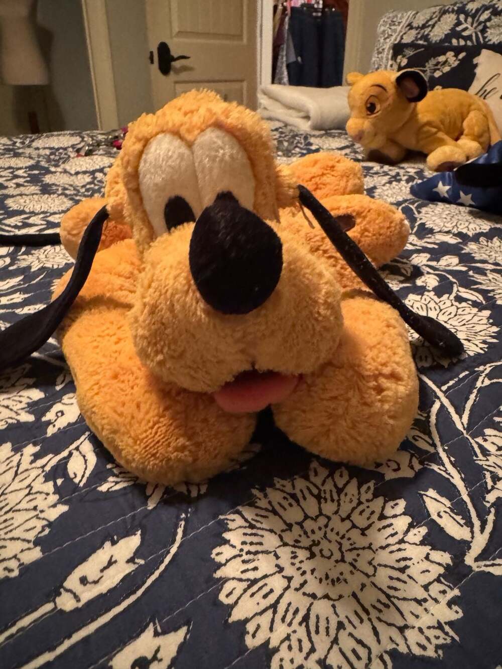 Disney Parks Authentic Pluto Laying Plush Stuffed Animal with Green Collar